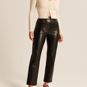 Abercrombie Curve Love Vegan Leather Ankle Straight Pant